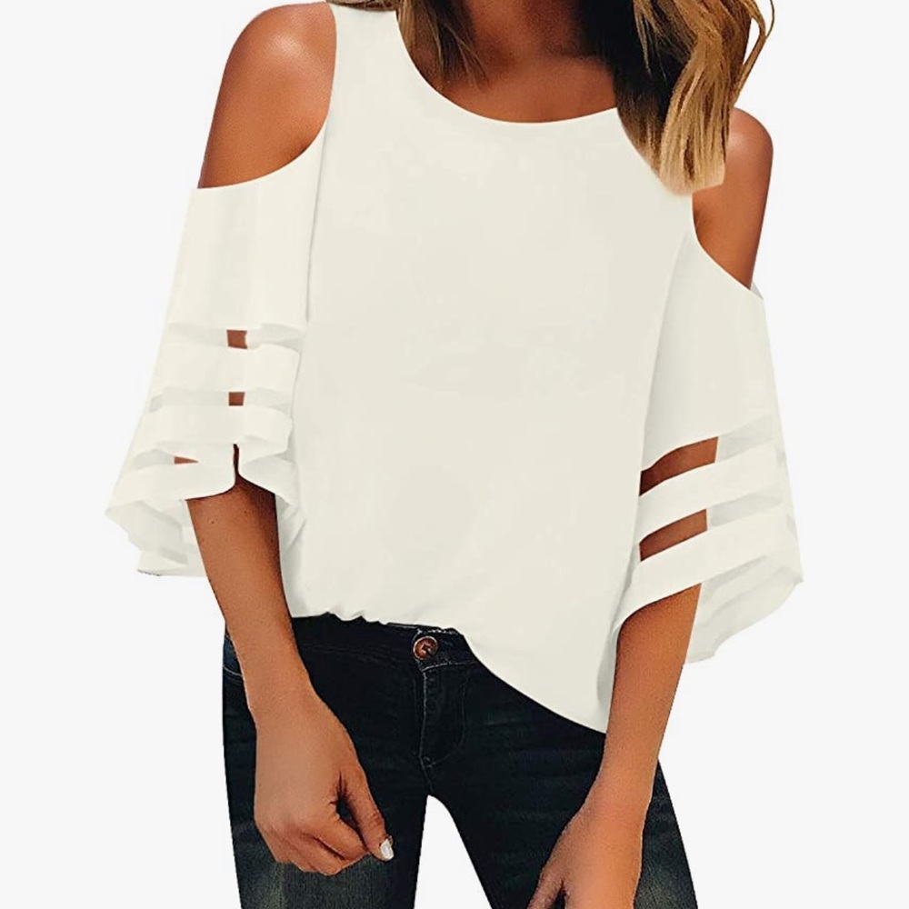 Beautiful woman v neck blouse - Picture 3 of 4